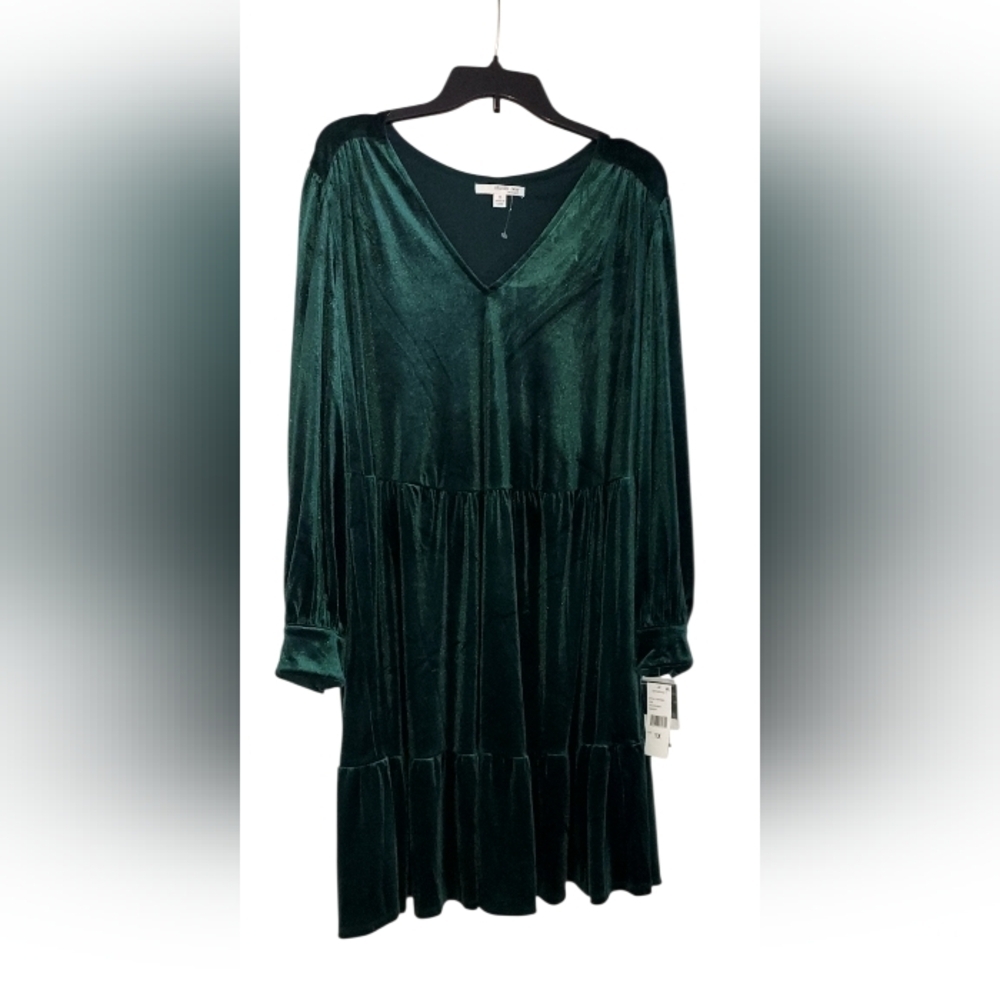 Studio I Deep Green Velvet Long Sleeve Dress